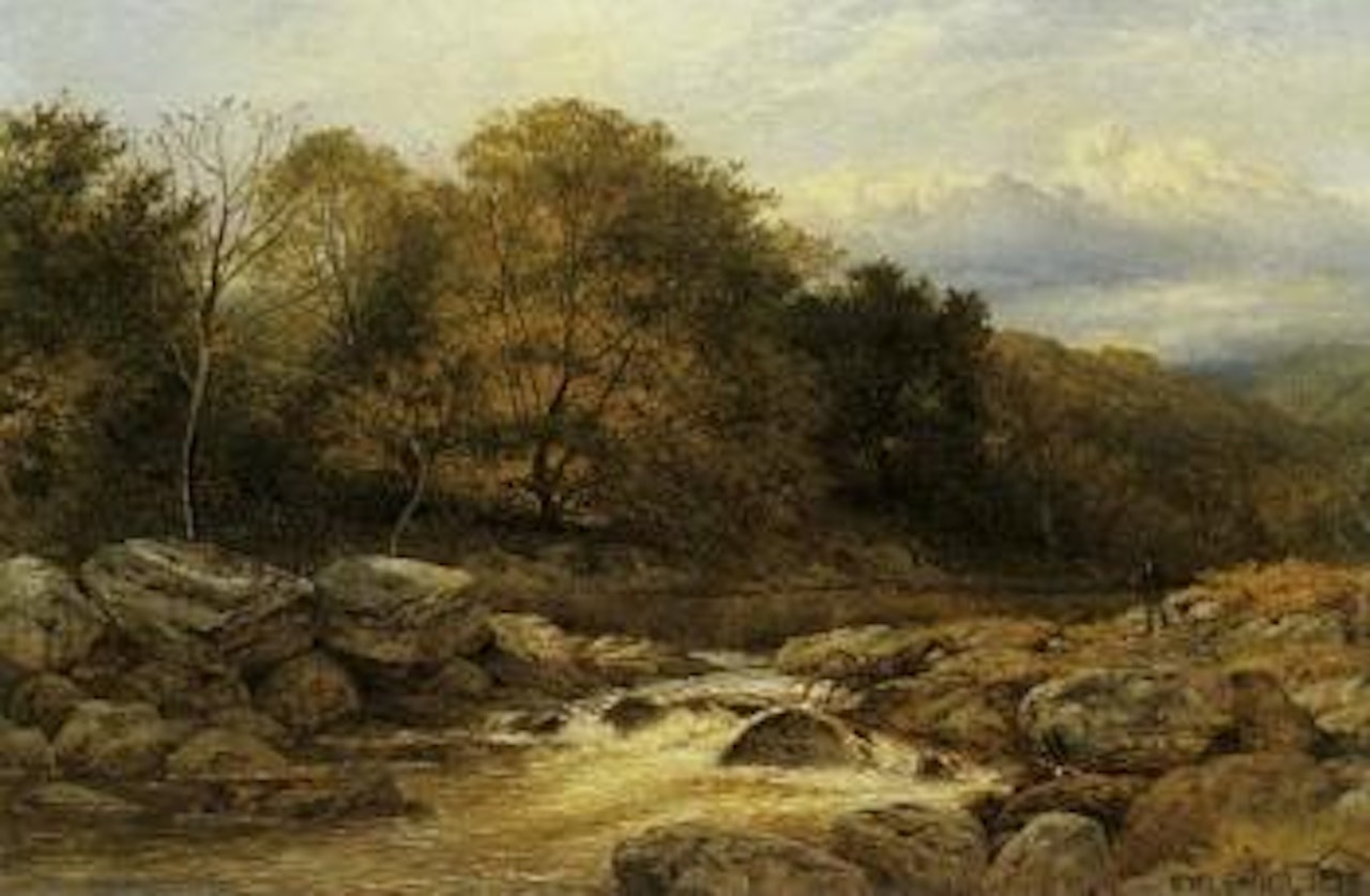 On the Llugwy, North Wales by Benjamin Williams Leader