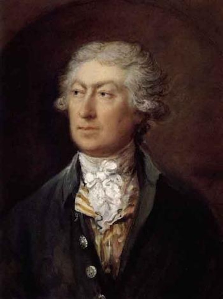 Portrait of the artist, in a green coat and white stock by Thomas Gainsborough
