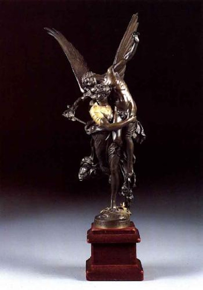 'Gloria Victis' - group of winged Victory carrying nude wounded warrior by Marius Jean Antonin Mercie