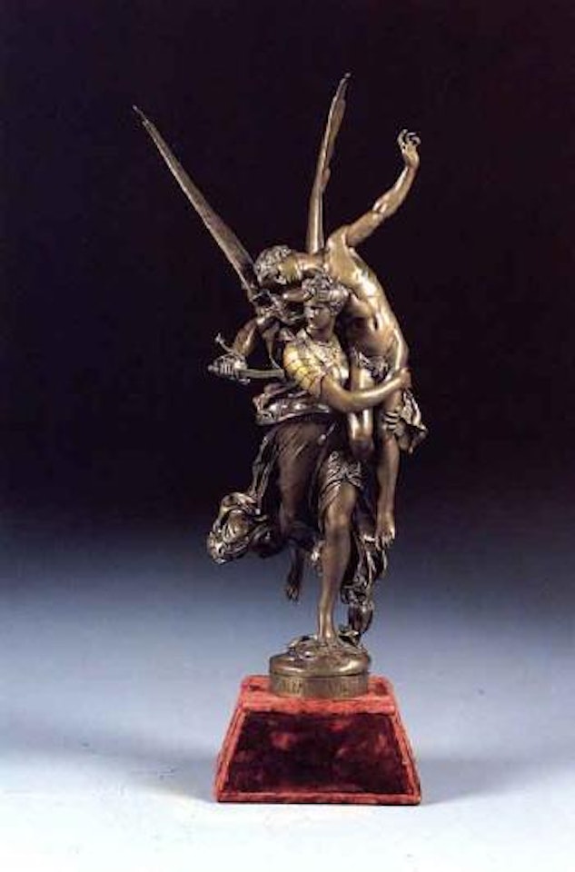'Gloria Victis' - group of winged victory carrying nude wounded warrior by Marius Jean Antonin Mercie