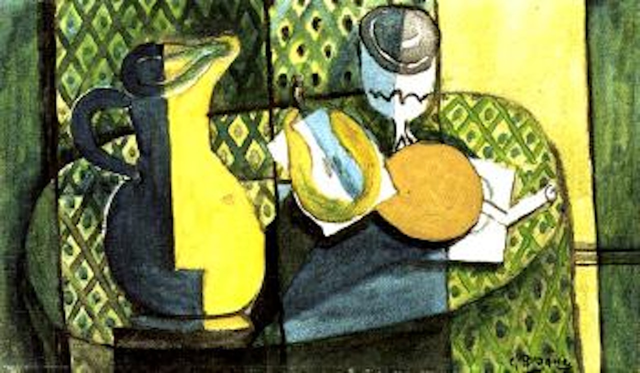 Pichet, poire coupee, verre by Georges Braque