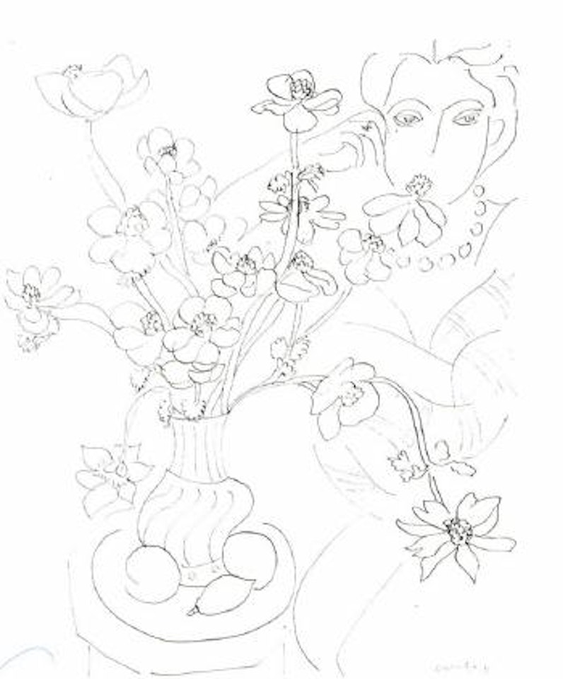 Etude pour anemones et femme, harmonie en bleu by Henri Matisse