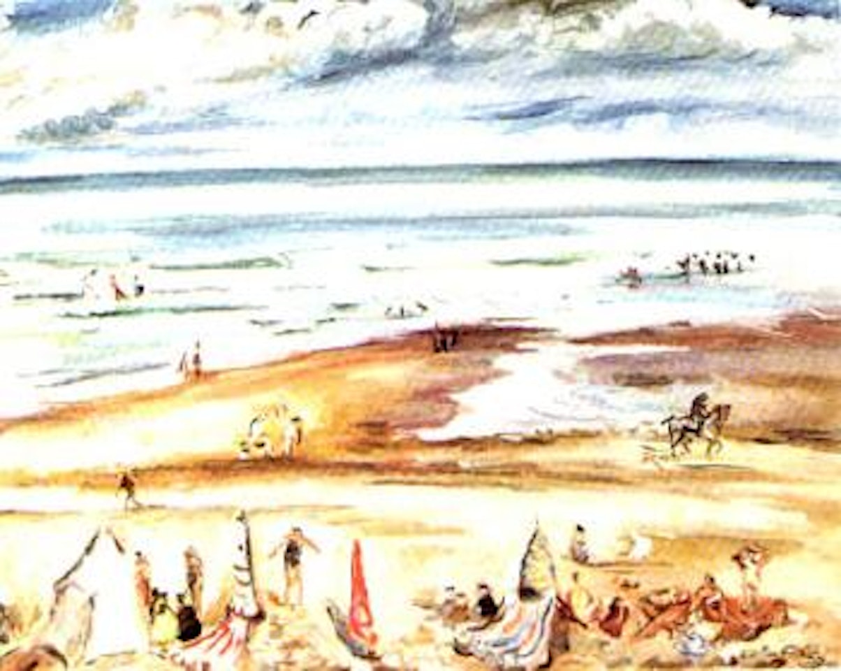 La plage a Deauville, Blonville by Othon Friesz