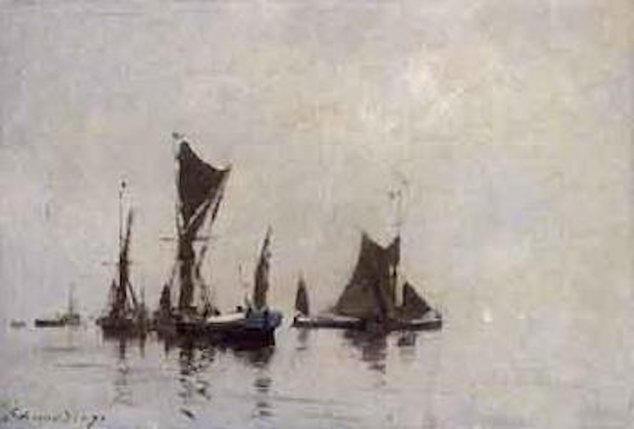 Sprit-sail barges making sail by Edward Seago
