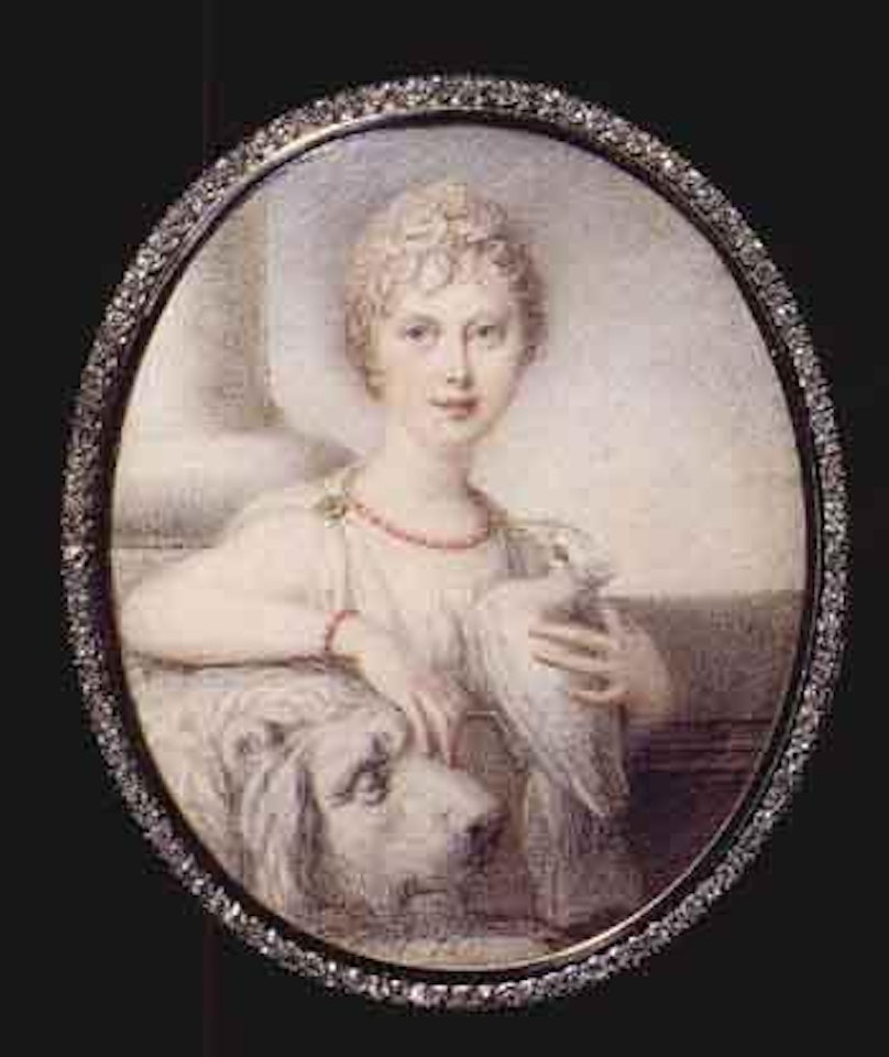 Princess Charlotte Augusta of Wales as a young girl in white tunic by Richard Cosway