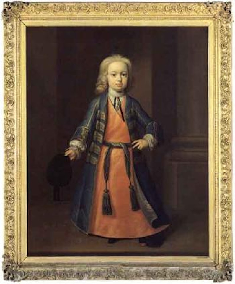 Portrait of Peter Brooke in Oriental costume, holding black tasselled hat by English School