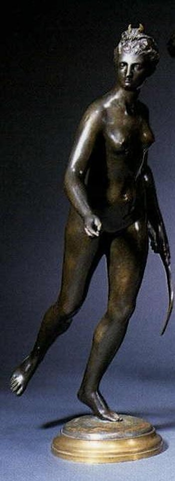 Figure of the Goddess Diana standing naked holding a bow by Jean-Antoine Houdon