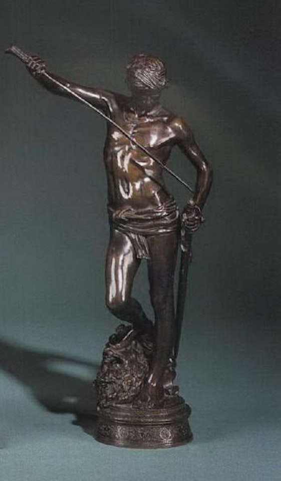 David Vainqueur, with headdress, loin cloth and sword by Marius Jean Antonin Mercie
