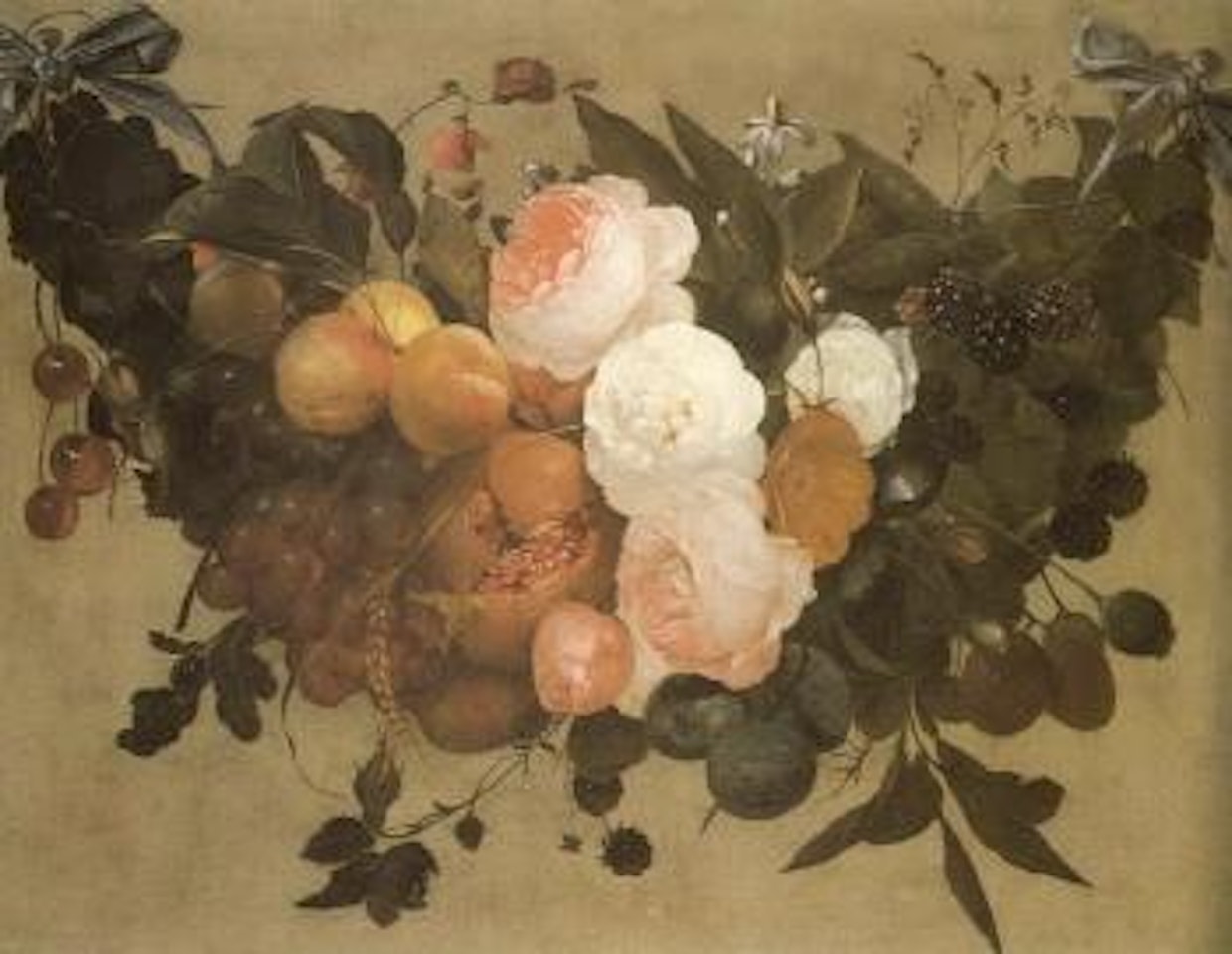 Swag of flowers and fruit by Abraham Mignon