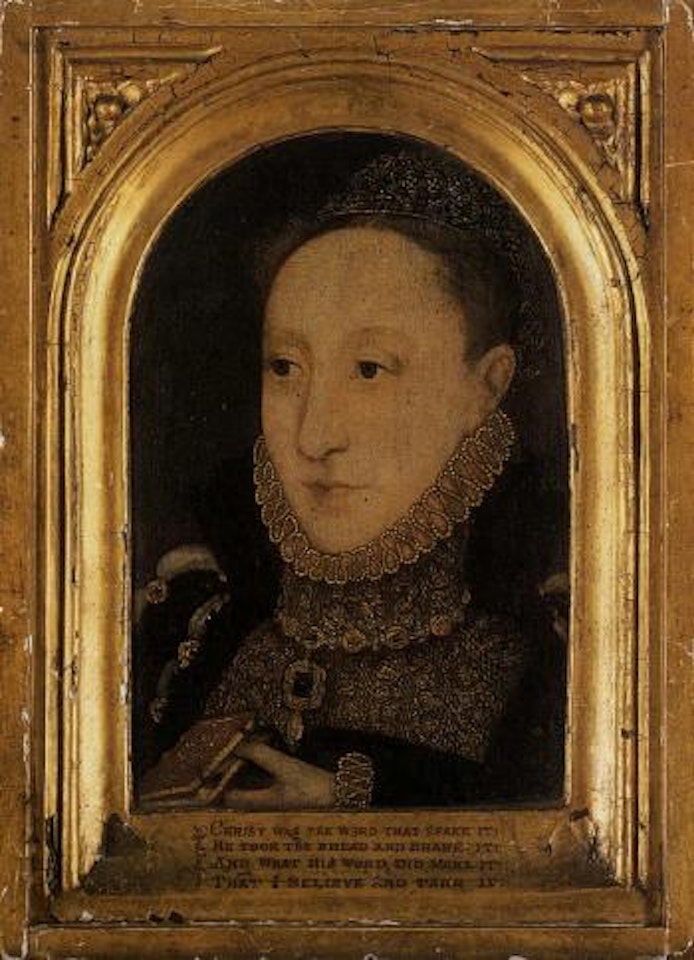 Portrait of Queen Elizabeth holding prayer book by English School