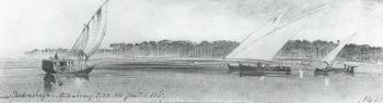 Near Bedrashein, Mit Rahneh, Egypt by Edward Lear