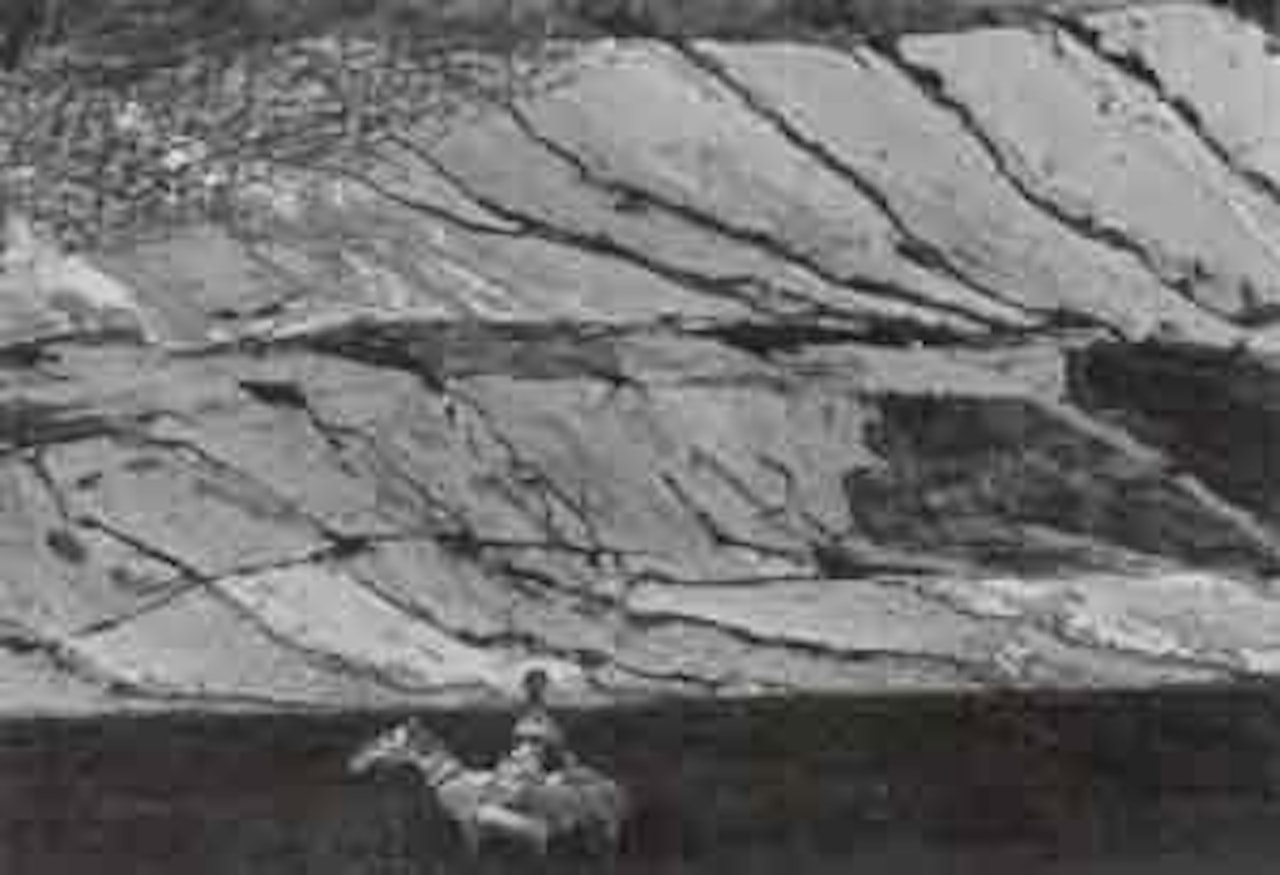 Horse and rider in a creek, Burke and Wills by Sidney Nolan