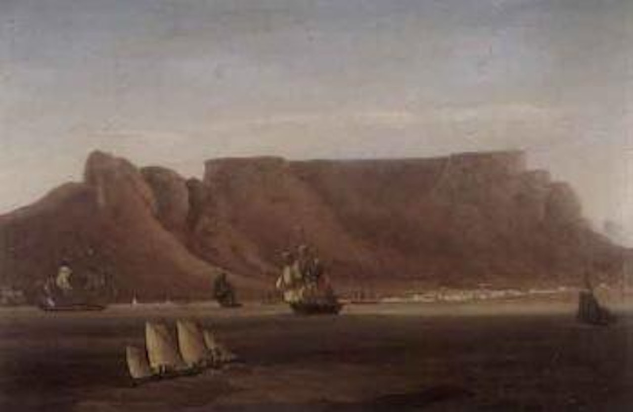 Table Bay with British Men o War at the Cape of Good Hope by English School