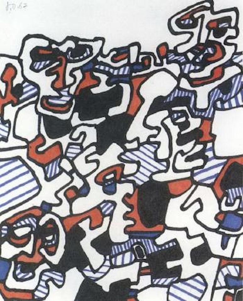 Site avec Personnages, illustrating Cerceaux 'sorcellent by Jean Dubuffet