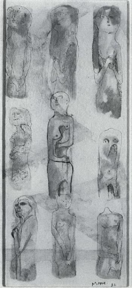 Nine Standing Figures, Studies by Henry Moore