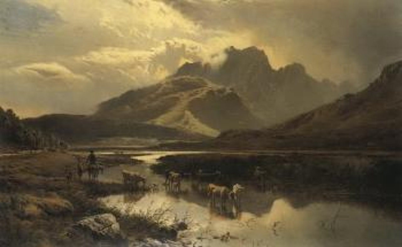 Watering the herd by Sidney Richard Percy