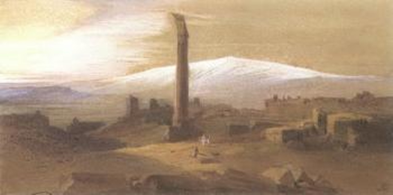 Baalbeck, Lebanon, at sunset by Edward Lear