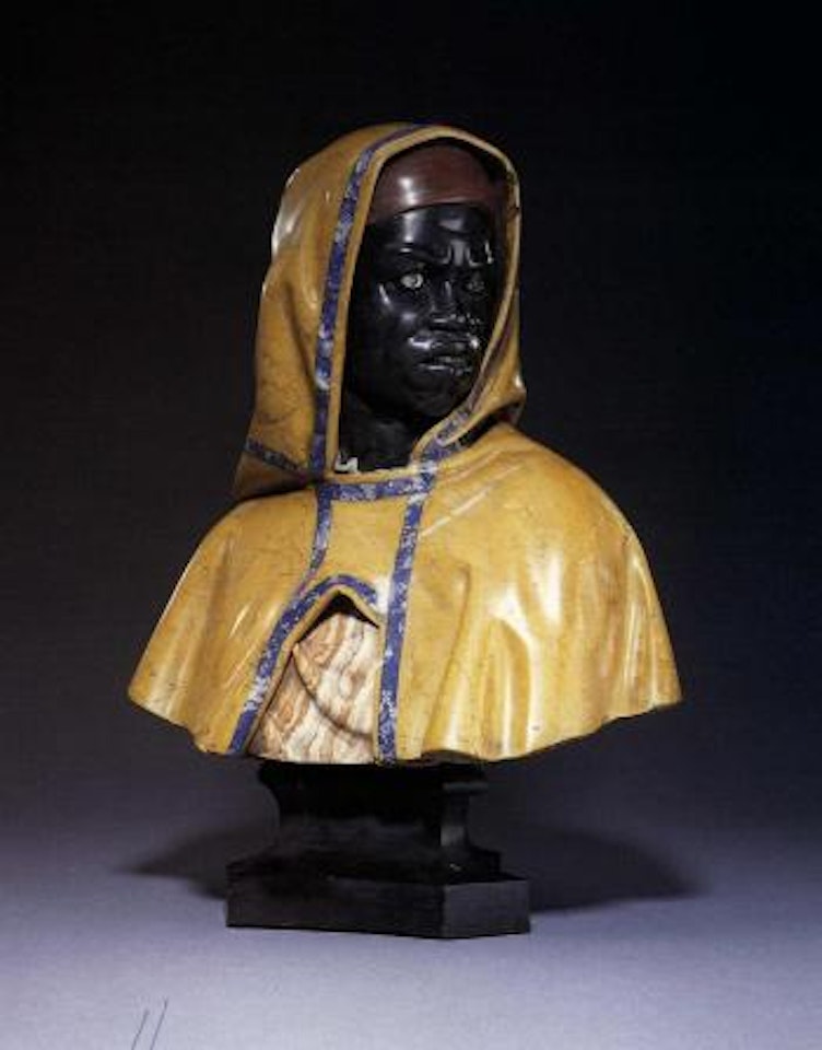 Busts of Negro man and woman by Italian School
