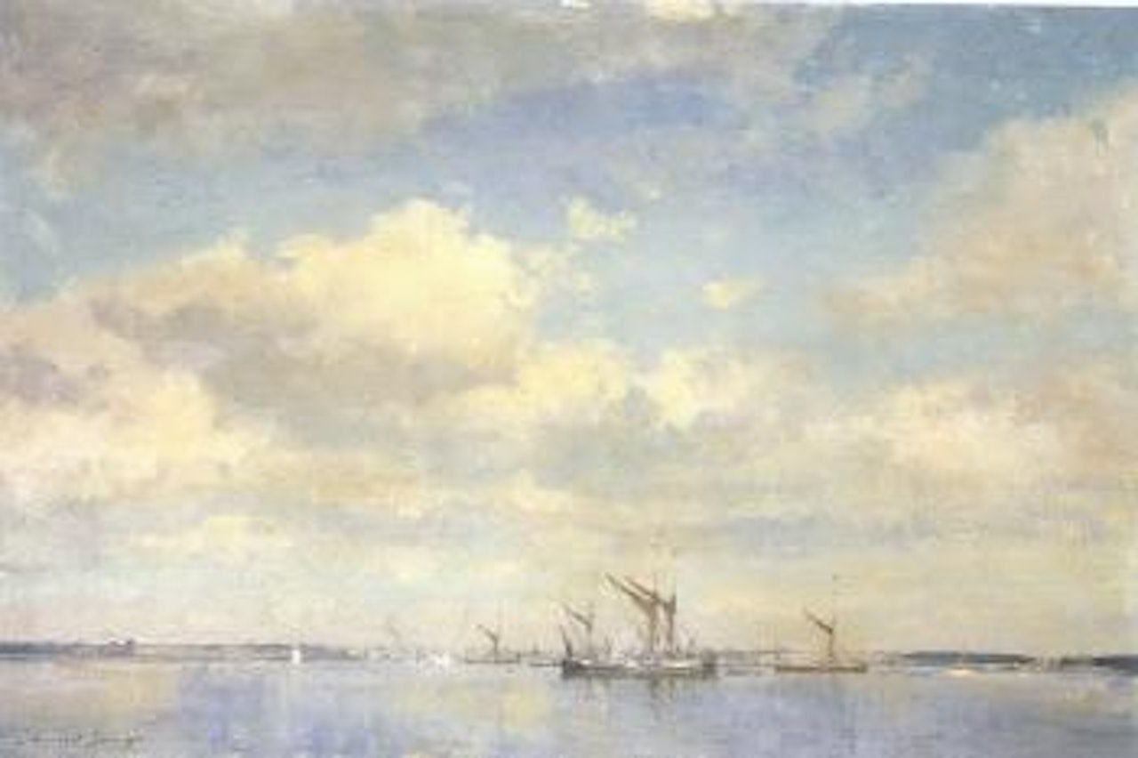 Barges on the Orwell, Suffolk by Edward Seago