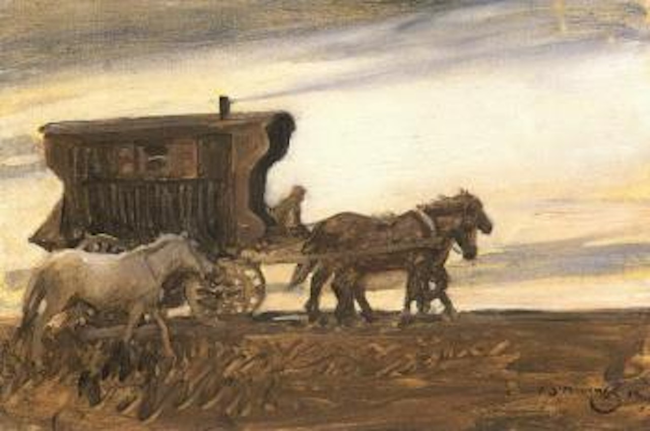Gypsy caravan by Alfred James Munnings