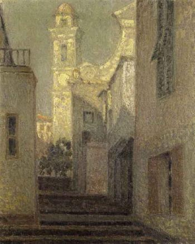 La Rue de l'Eglise, Villefranche sur Mer by Henri Le Sidaner