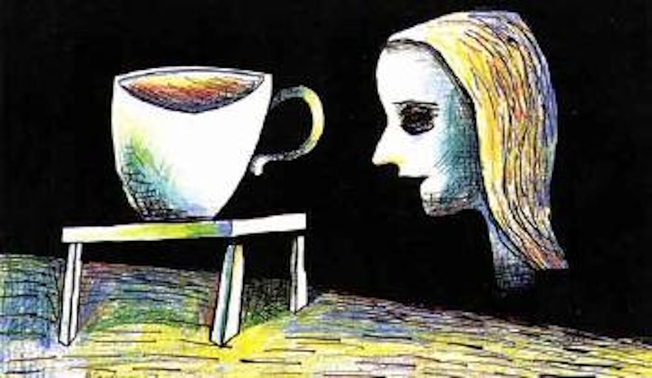 Alice and the frightened teacup by Charles Blackman
