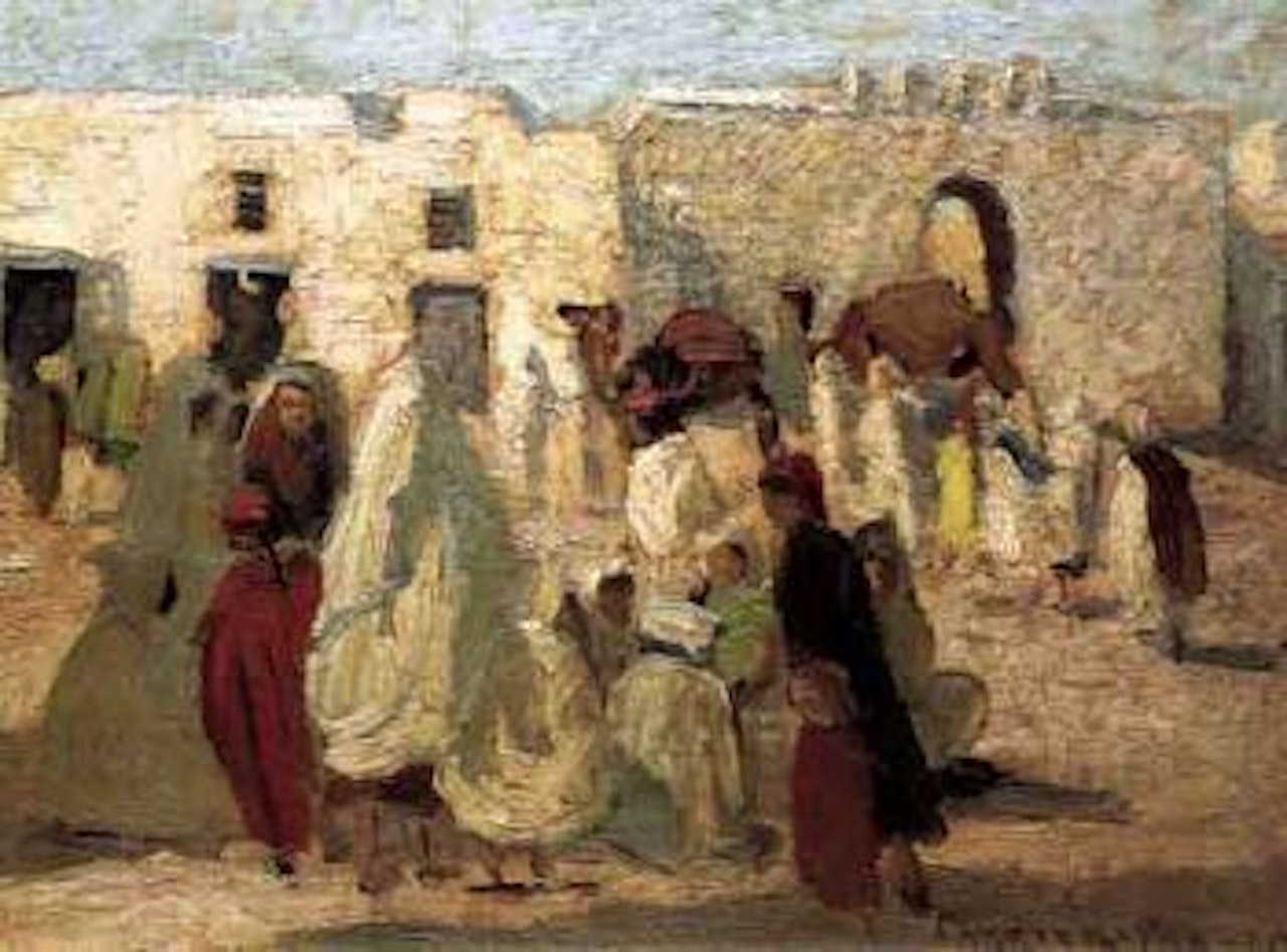 Moroccan market scene by Ethel Carrick Fox