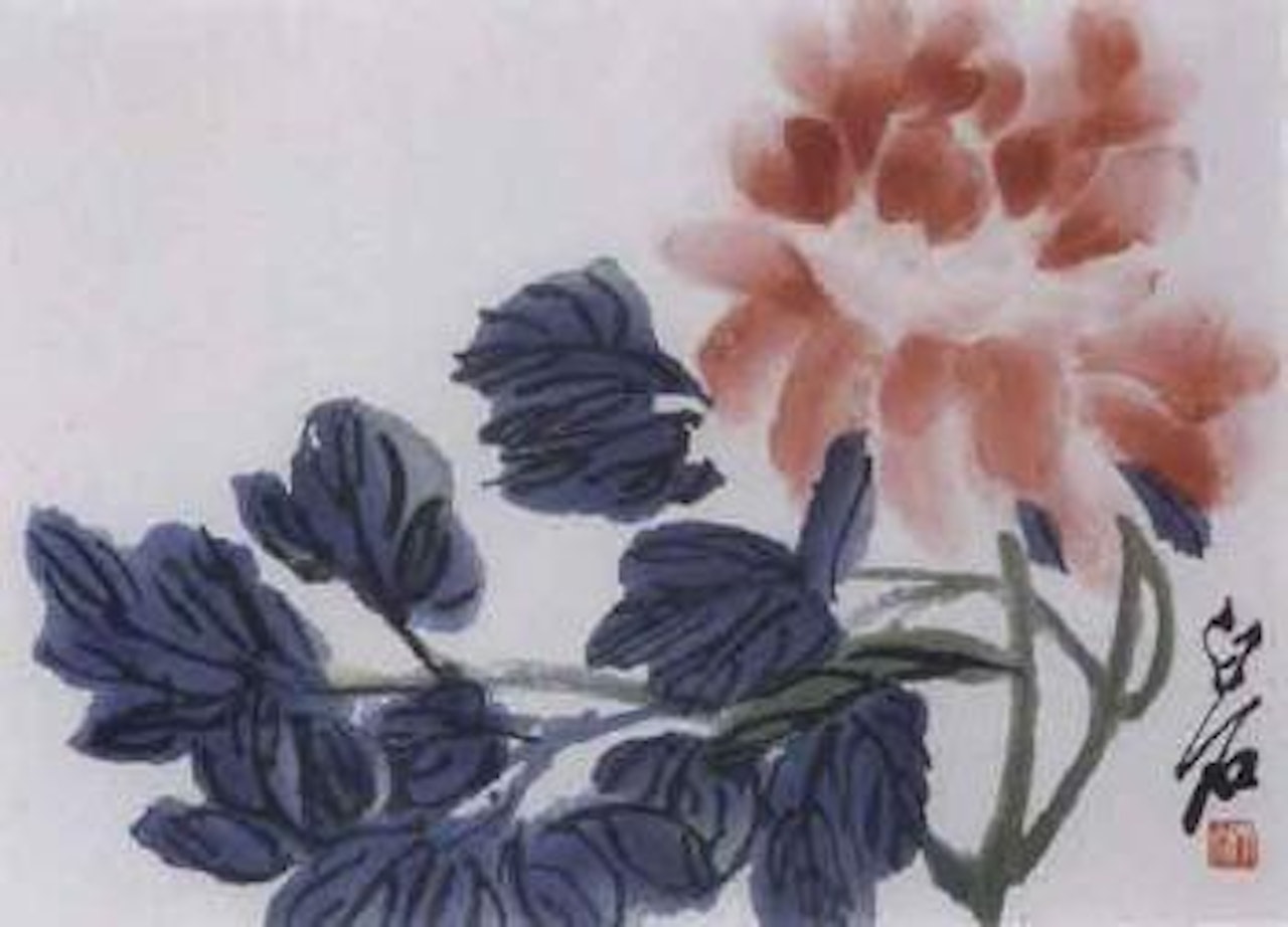 Peony and leaves by Qi Baishi