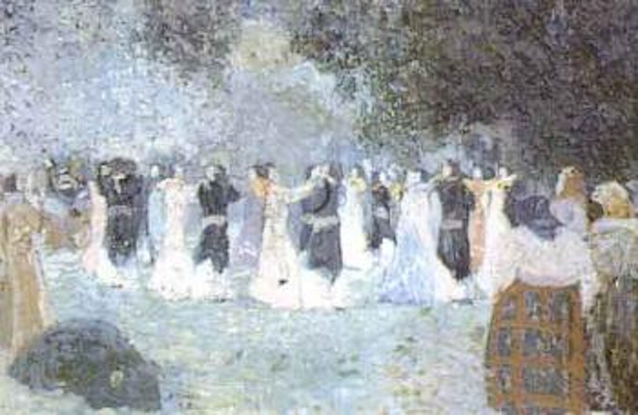 Couples dancing beneath trees by Pedro Figari