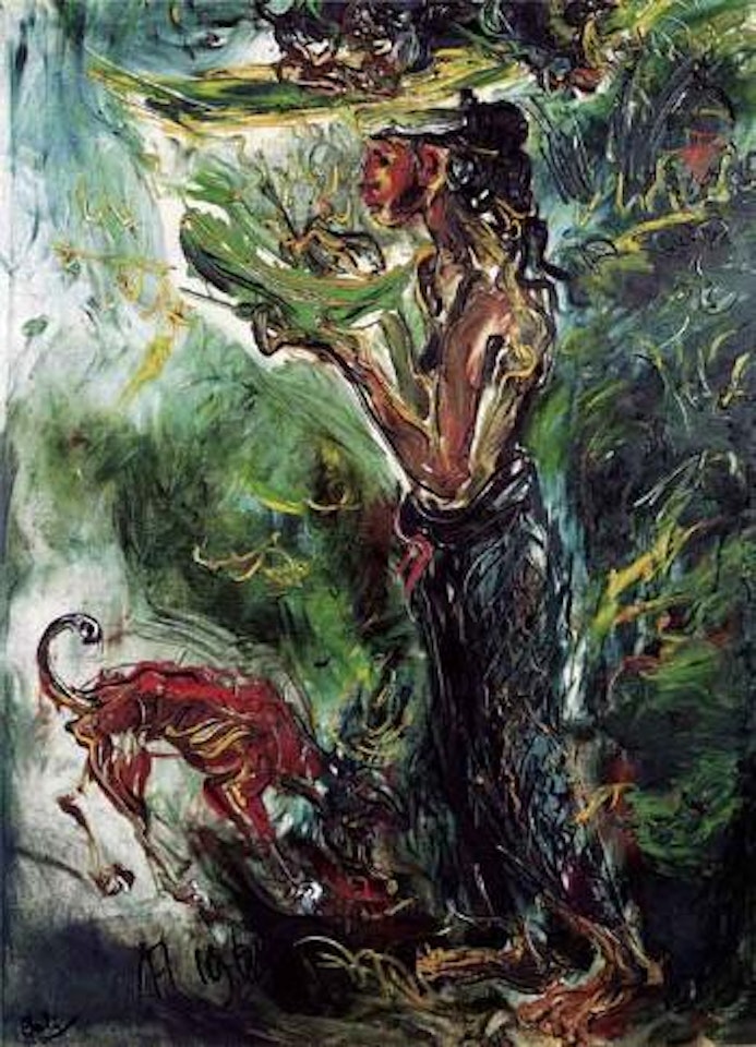 Balinese girl with offerings by Affandi