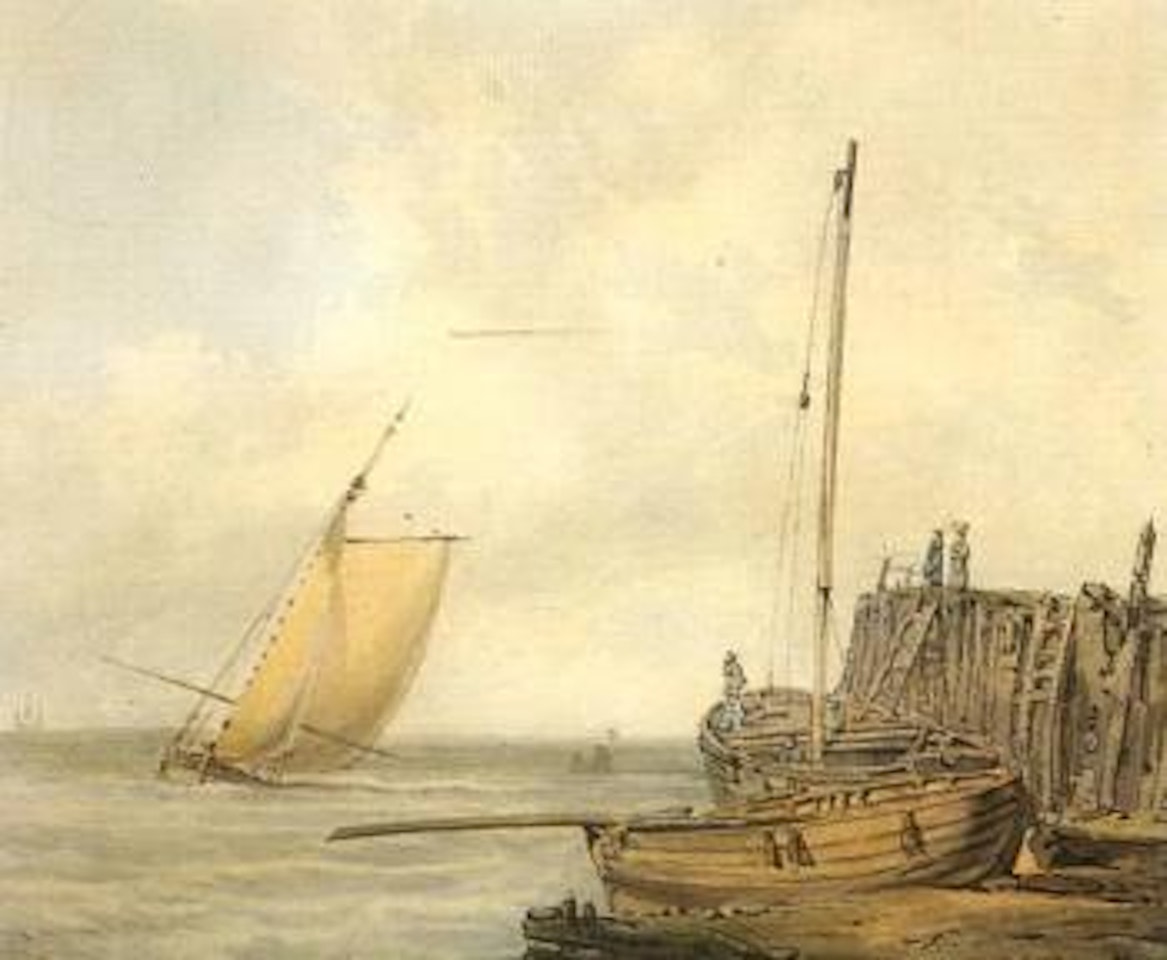 Fishing boats off a jetty, Dover by Joseph Mallord William Turner