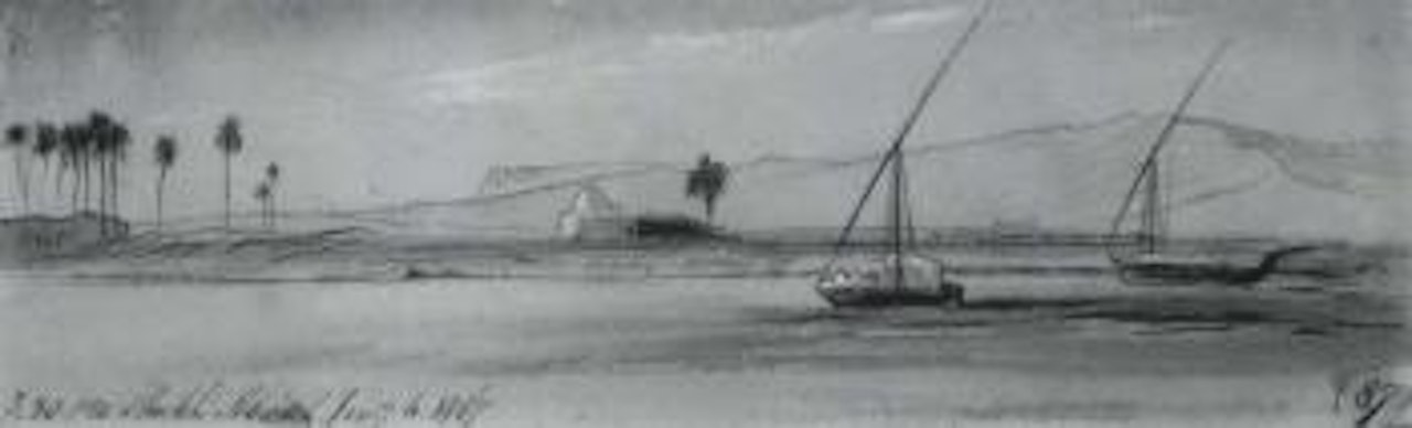 View of Sheikh Abadeh on the Nile by Edward Lear