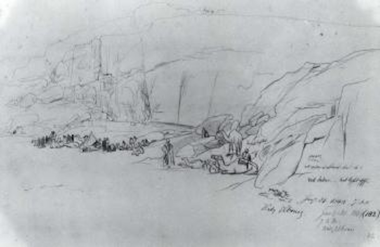 Folio of drawings of the Sinai peninsula by Edward Lear
