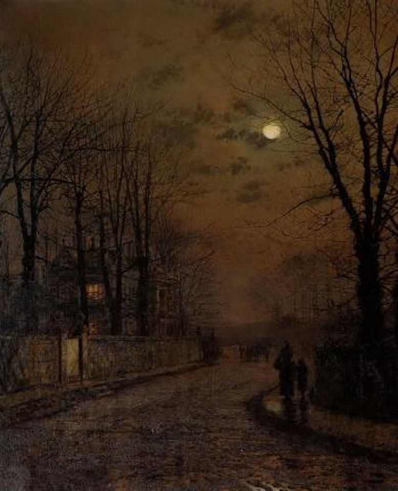 Wet road, Knostrop, Yorkshire by John Atkinson Grimshaw