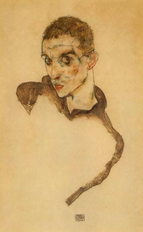 Self Portrait. Reclining Female Nude by Egon Schiele