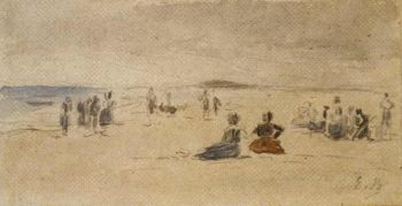 Scene de plage, Plage de Berck, maree basse by Eugène Boudin