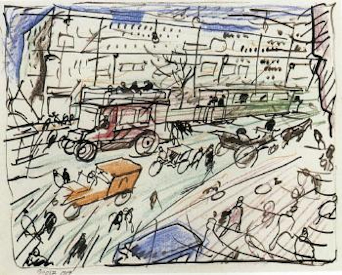 Busy daytime street scene by George Grosz