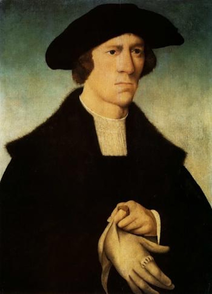 Portrait of man with glove by Joos van Cleve