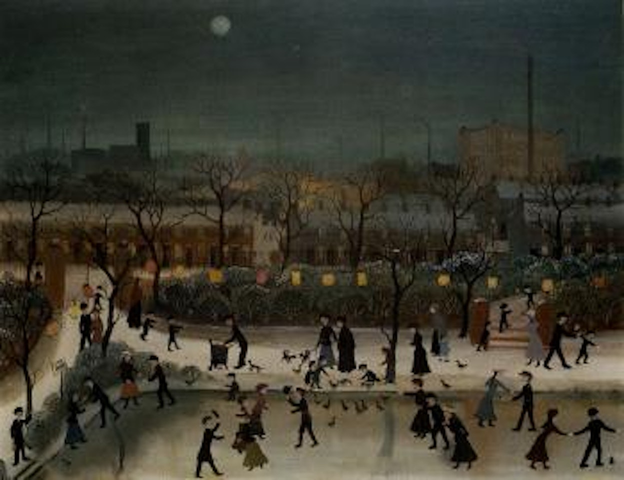 Going home through Alexandra Park on a winter's evening by Helen Bradley