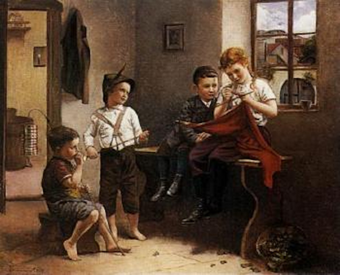Children making flag by Edmund Adler