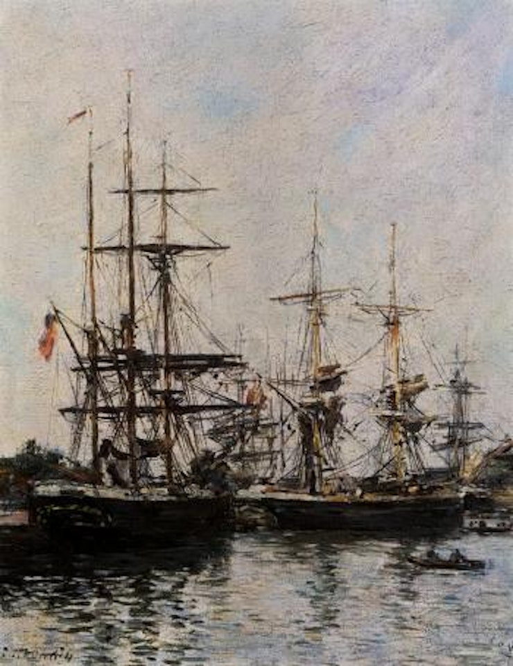 Trouville, le port by Eugène Boudin