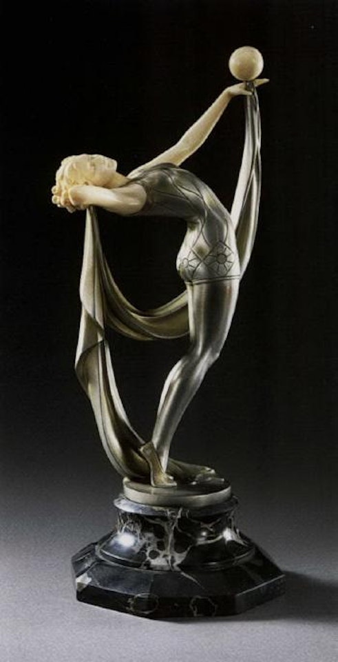 Balancing, female figure with ball by Ferdinand Preiss