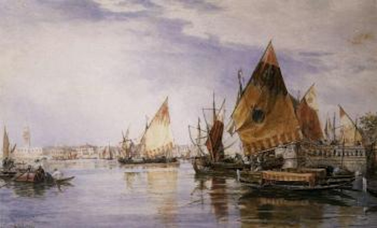 Fishing boats off Giardini Pubblici, Venice by Thomas Bush Hardy