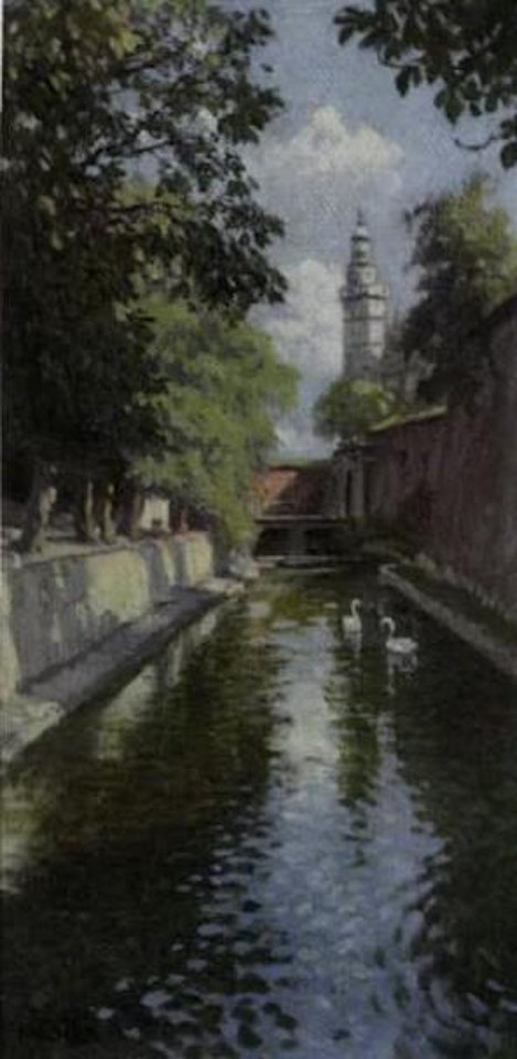 Canal scene by Paul Fischer