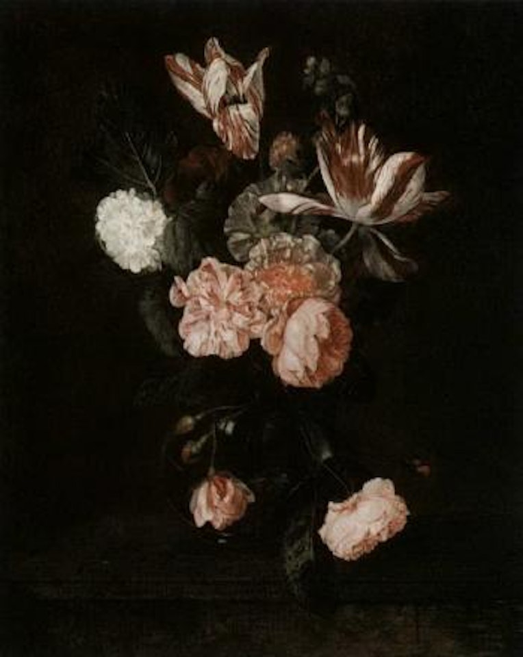 Still life of roses, tulips, other flowers by Cornelis Kick