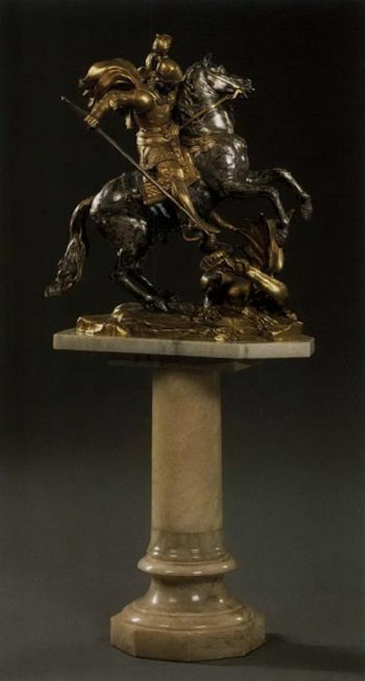 Equestrian figure of St.George and the dragon by French School