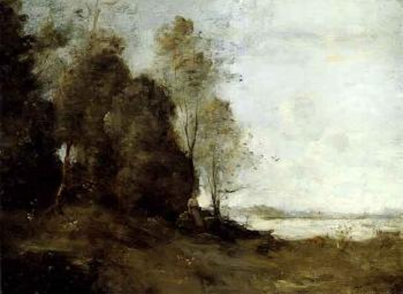 Figure by a lake by Paul Désiré Trouillebert