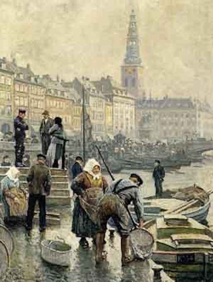 The fishmarket on the Gammelstrand, Copenhagen by Paul Fischer