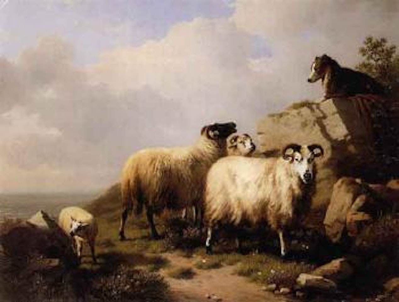 Sheep with a dog by Eugène Joseph Verboeckhoven