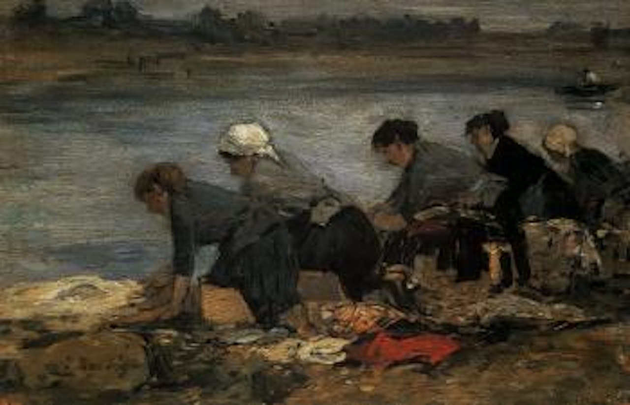 Laveuses au bord de la Toucques by Eugène Boudin